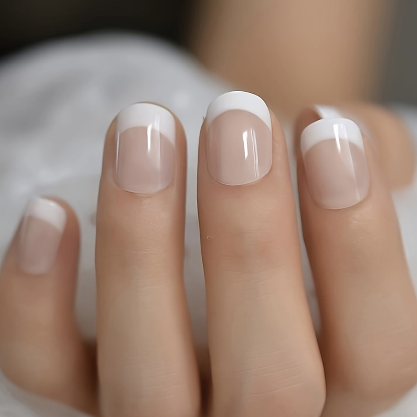 Nail Art French Nails - Set di 24 Unghie Finte Quadrate