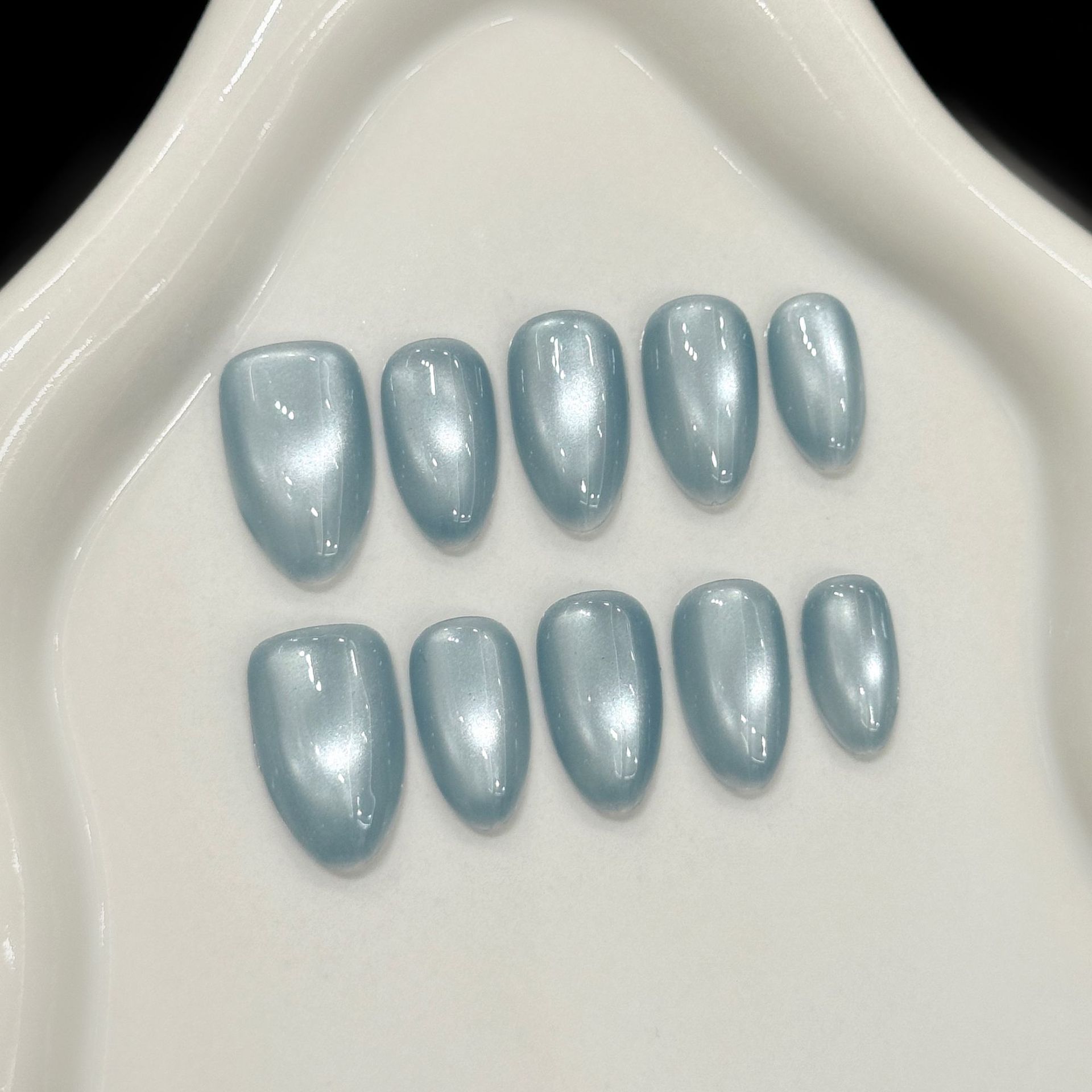 Nail Art French Nails - 10 Pezzi Unghie Finte Blu Effetto