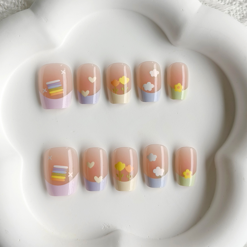 Nail Art French Nails - 10 Pezzi Adesivi per Unghie Press-on