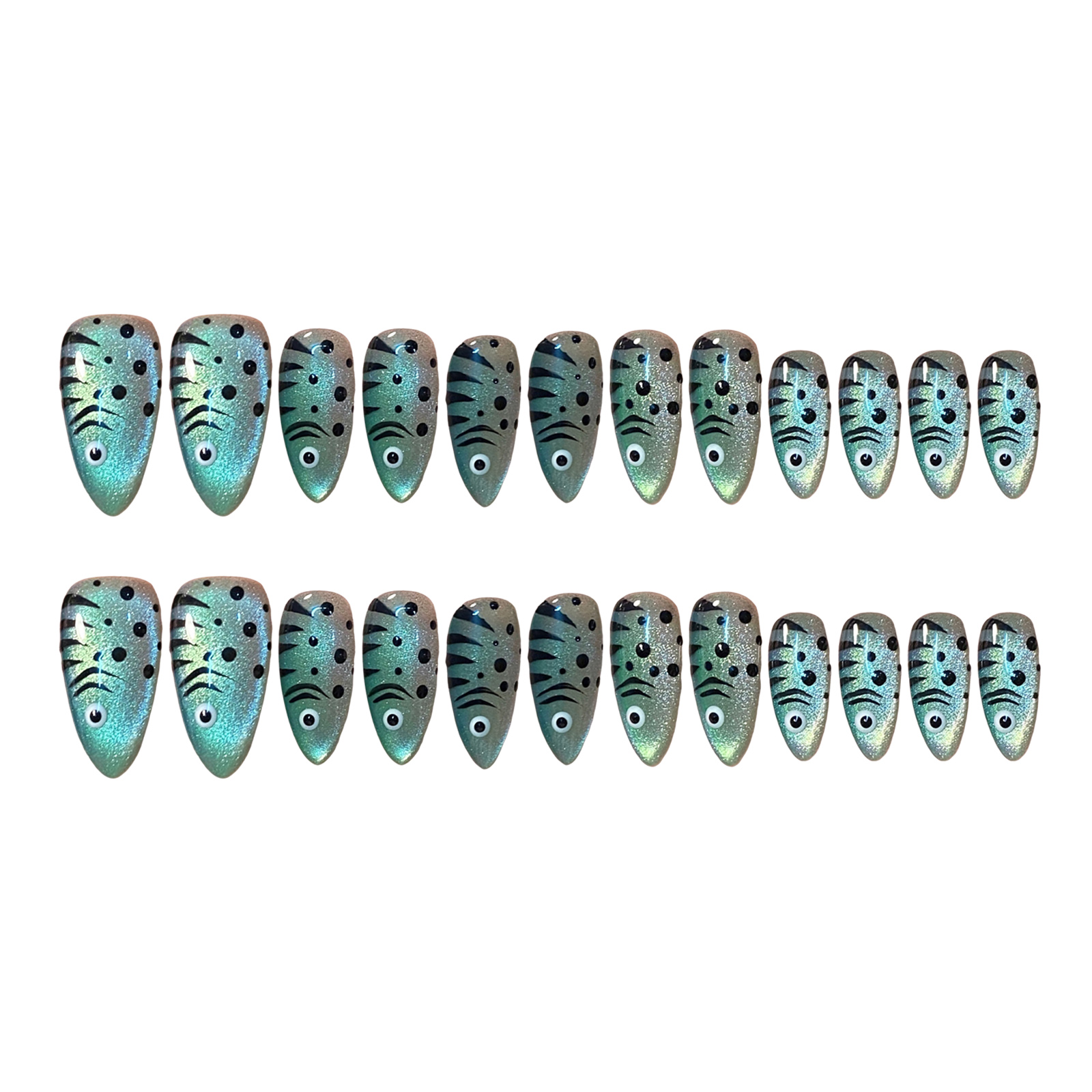 Nail Art Full Cat Eye - 24 pezzi di unghie finte Cat