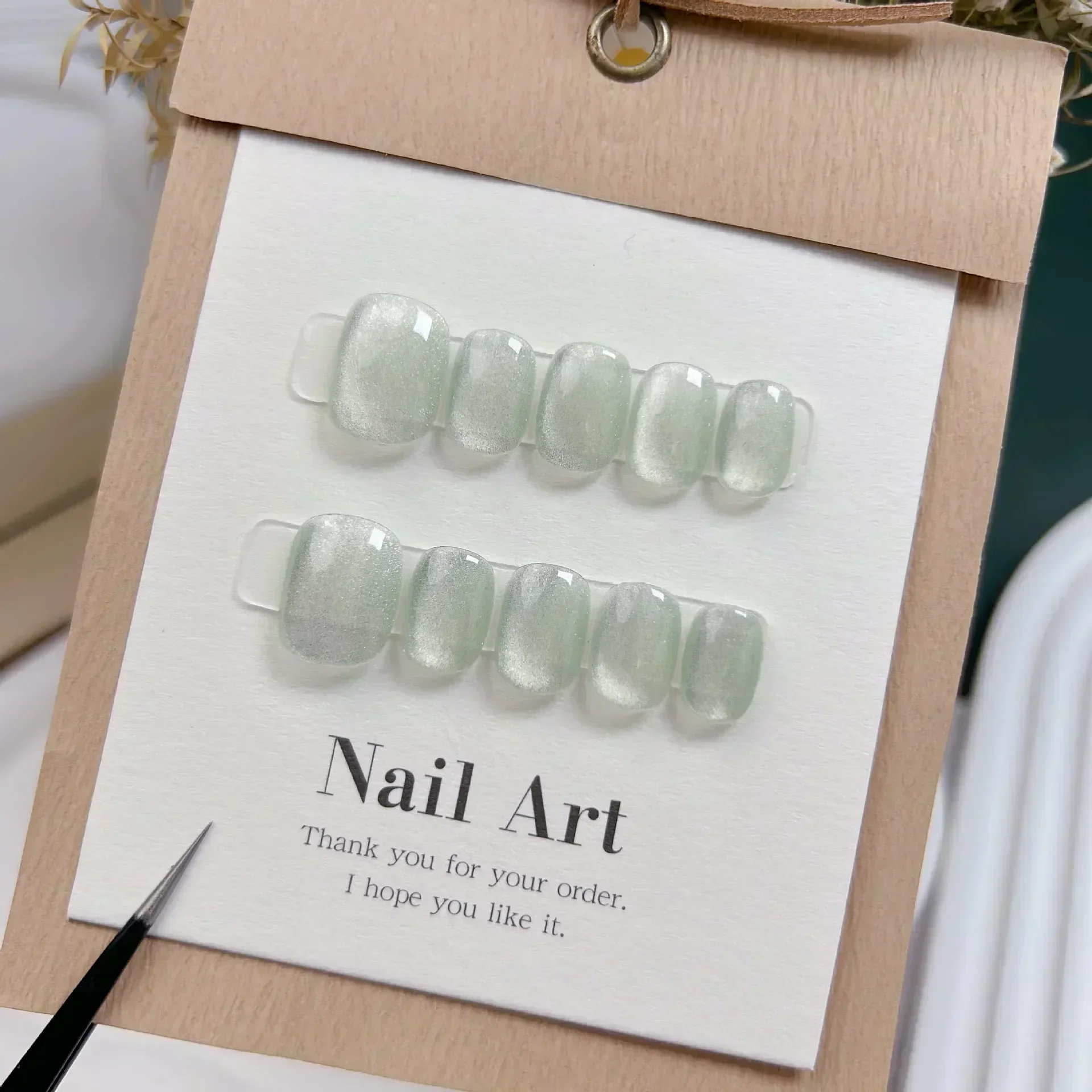Nail Art Full Cat Eye - 10 Pezzi Unghie Finte Corte Fatte
