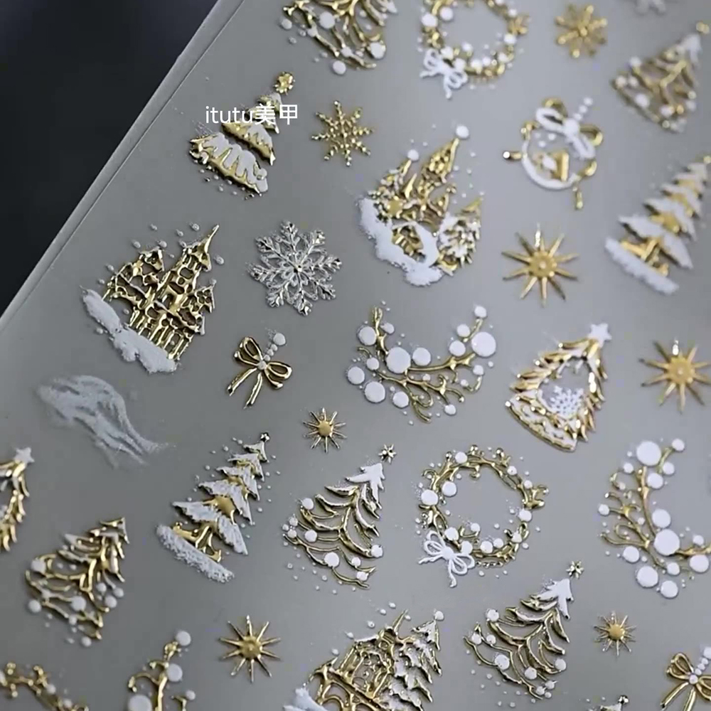 1pc 5D Oro Neve Albero di Nata - Nail Art Xmas Design recensione e prezzo